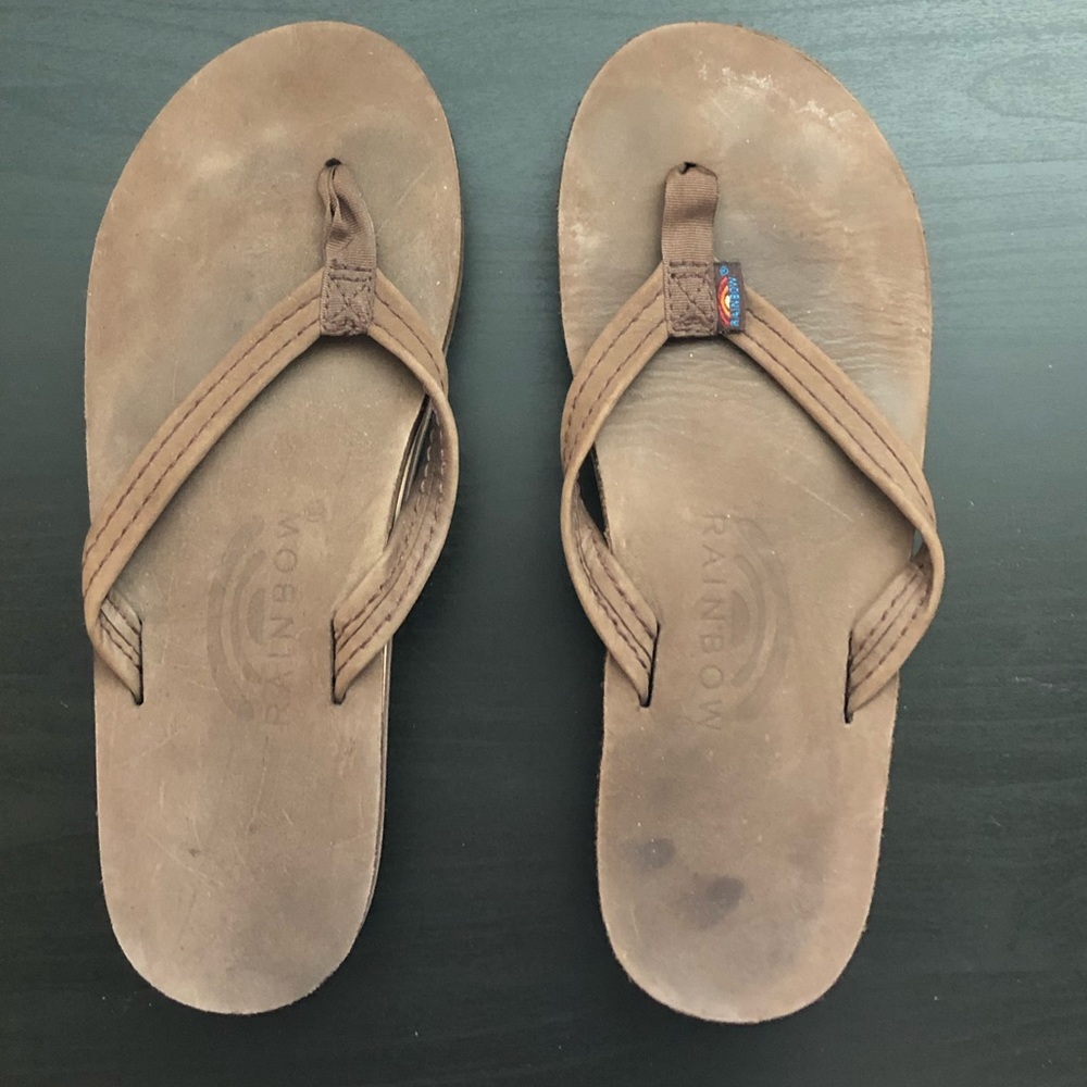 Rainbow Double Layer Brown Flip Flip (Size 6)